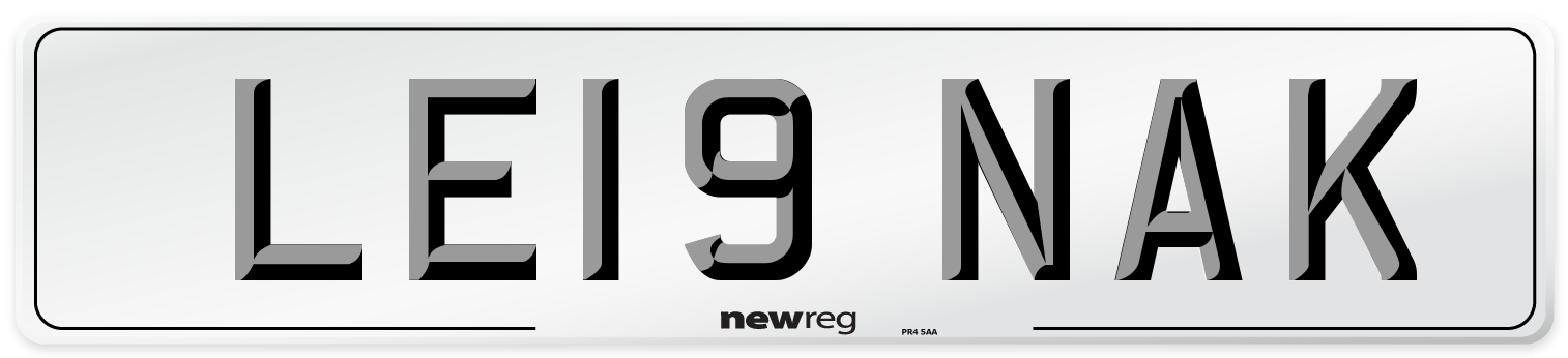 LE19 NAK Number Plate from New Reg